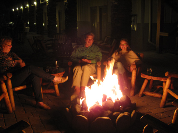 After the delicious meal, we relaxed and knit around the outdoor fire pit.